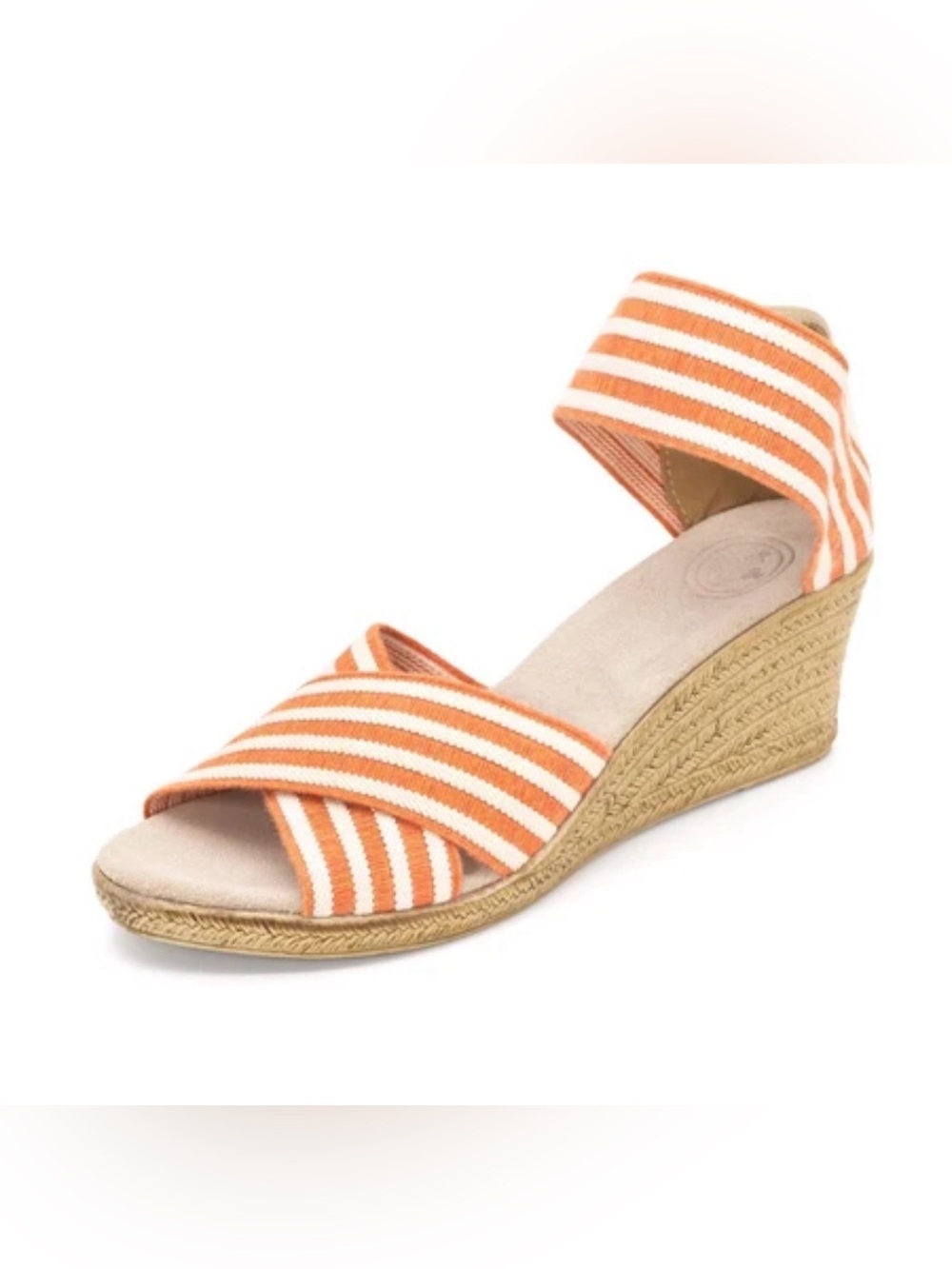 Charleston Shoe Company Cannon Espadrille Wedges Orange Stripe Size 7